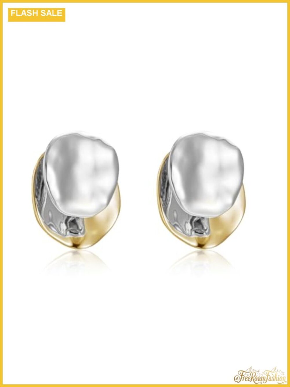 Two Tone Gold and Silver Hoop Earrings for Women Hypoallergenic Chunky Studs